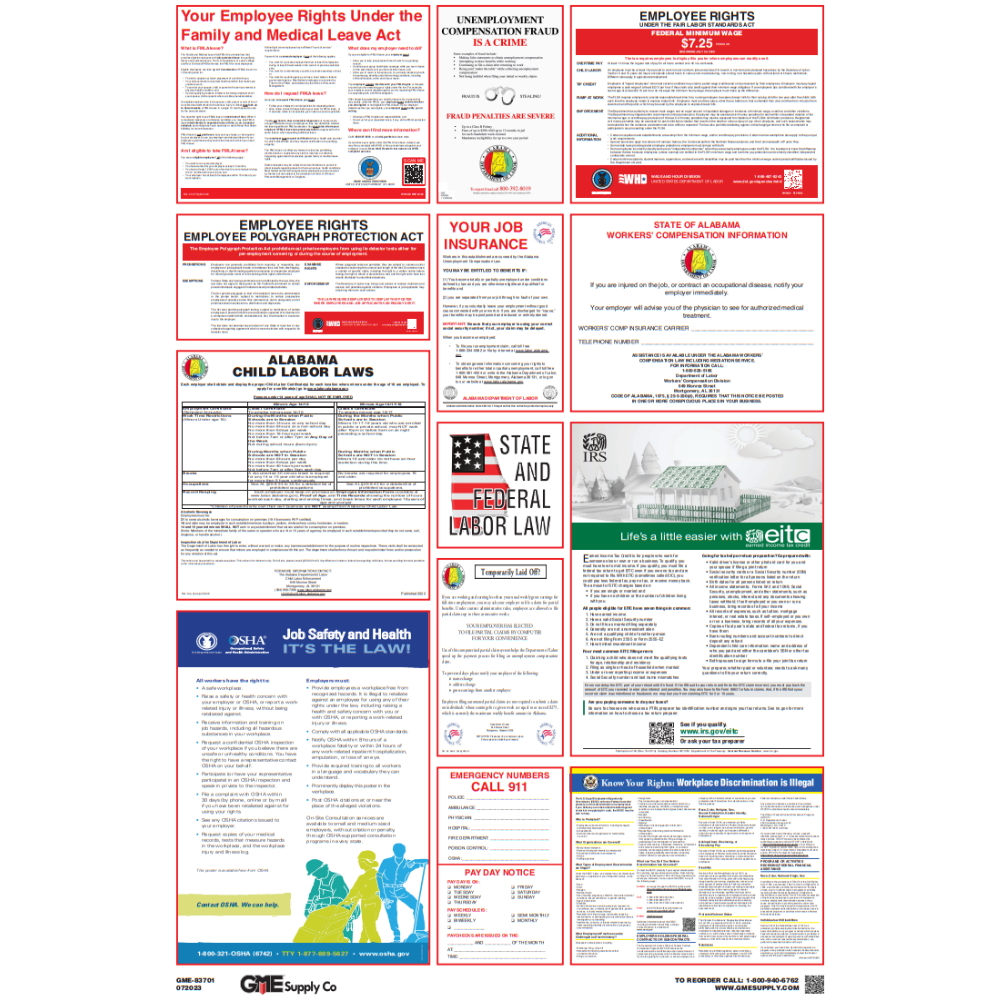 Compliance Poster Company OSHA Safety Poster: Combination State, Federal & OSHA Labor Law Poster from GME Supply
